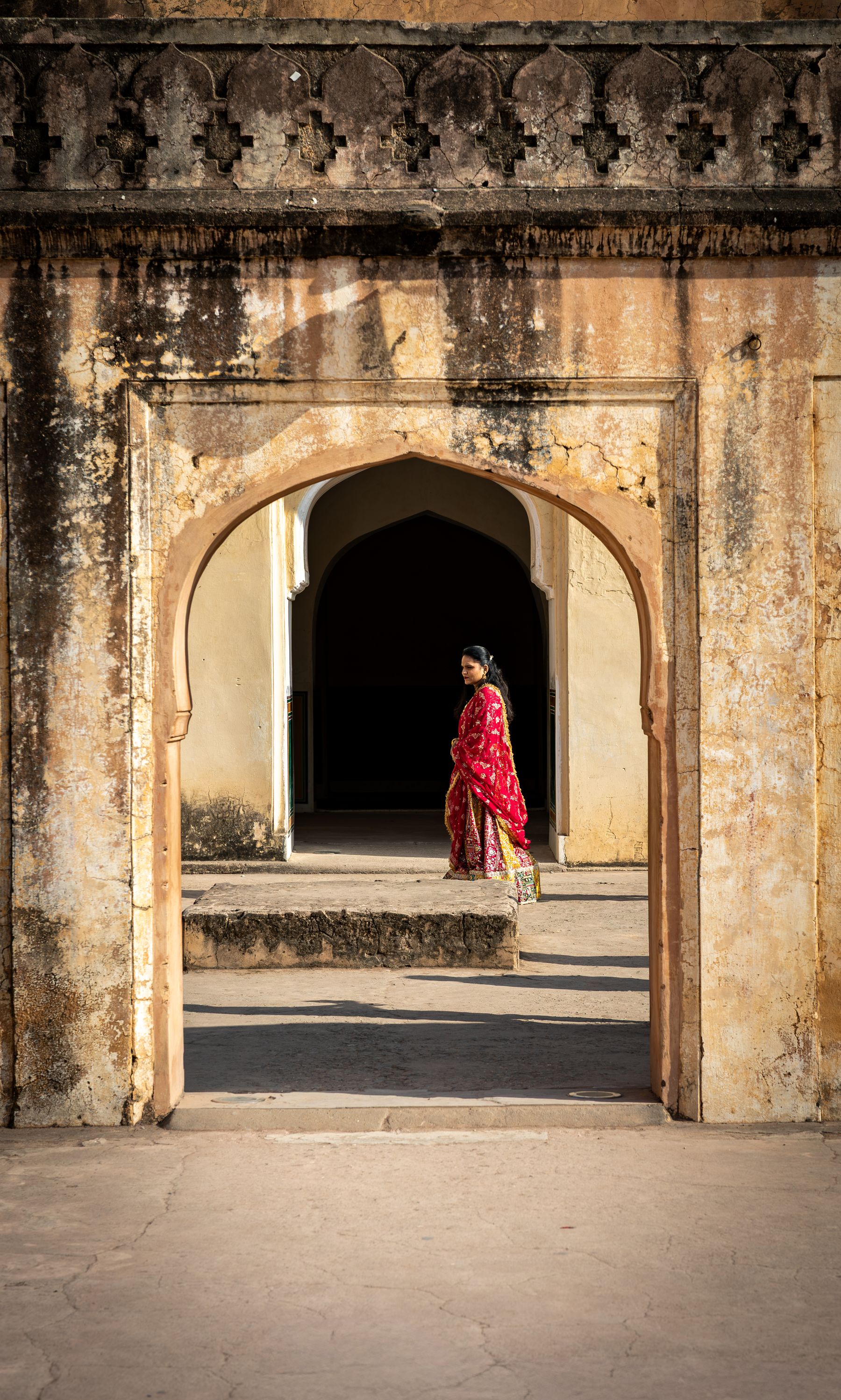 Woman In Red Through Doorway